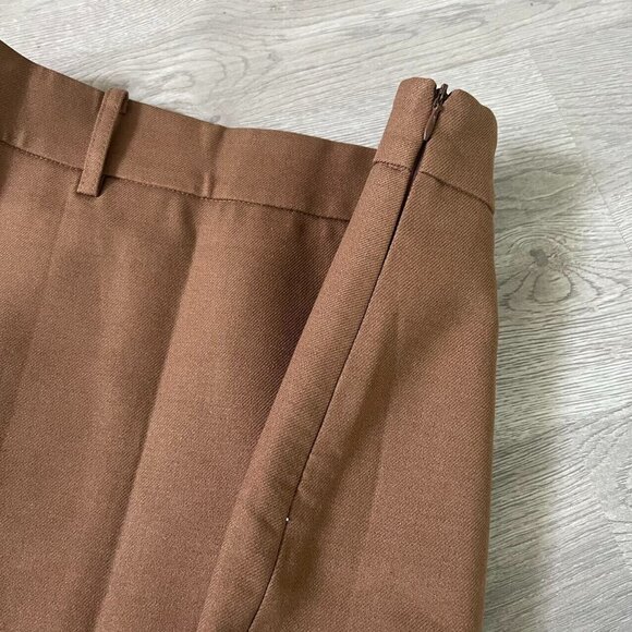 Well Done Mini Pencil Skirt Size M Brown Side Zipper Lined Wool Blend - Picture 7 of 7